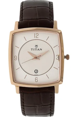 Titan Analog White Dial with Date Leather Strap watch for Men