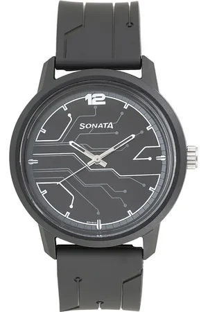 Sonata Quartz Analog Black Dial Plastic Strap Watch for Men