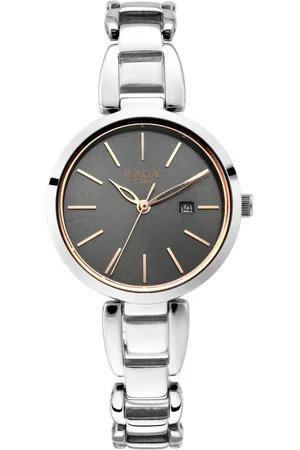 Titan Raga Viva Grey Dial Analog with Date Silver Metal Strap Watch for Women