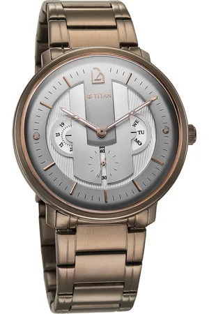 Titan Quartet Grey Dial Quartz Multifunction Stainless Steel Strap watch for Men