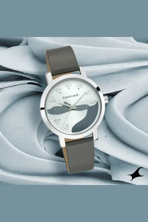 Fastrack Bare Basics Quartz Analog Silver Dial Leather Strap Watch for Girls