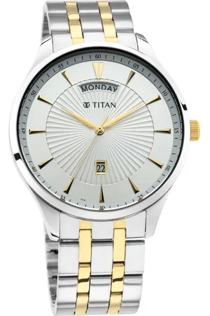 Titan Regalia Opulent White Dial Analog with Day and Date Stainless Steel Strap Watch for Men