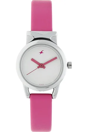 Fastrack Quartz Analog White Dial Leather Strap Watch for Girls
