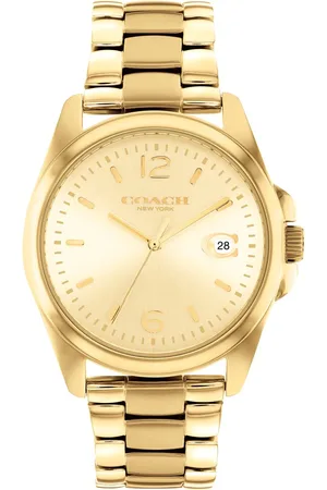Coach Quartz Analog Golden Dial Two Toned Stainless Steel Strap Watch For Women