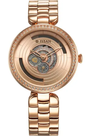 Titan Purple Abstract Quartz Analog Rose Gold Stainless Steel Strap for Women
