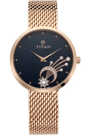 Titan Stellar Black Dial Analog Stainless Steel Strap watch for Women