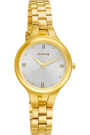 Sonata Gold Edit Silver Dial Women Watch With Stainless Steel Strap