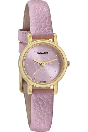 Sonata Floral Folkart Pink Dial Women Watch With Leather Strap