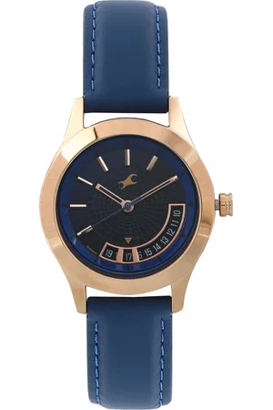 Fastrack All Nighters Quartz Analog with Date Blue Dial Leather Strap Watch for Girls