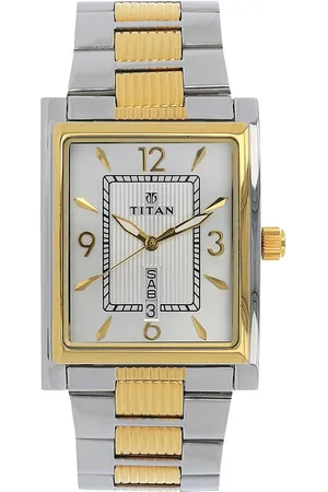 Titan Quartz Analog with Day and Date Silver Dial Stainless Steel Strap Watch for Men