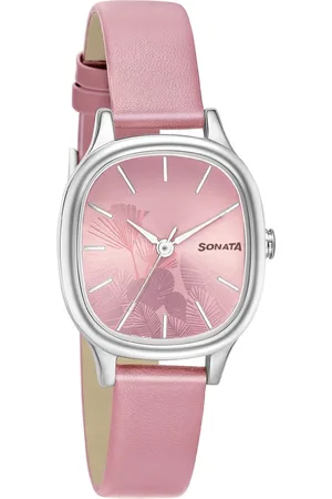 Sonata Linnea Pink Dial Women Watch With Leather Strap