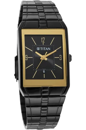 Titan Quartz Analog Black Dial Stainless Steel Strap Watch for Men