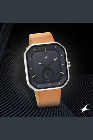 Fastrack After Dark Blue Dial Leather Strap Watch for Guys