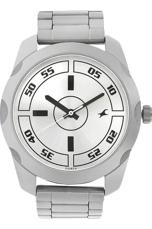 Fastrack Quartz Analog Silver Dial Stainless Steel Strap Watch for Guys