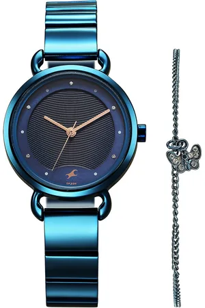 Fastrack Pulse Quartz Analog Blue Dial Stainless Steel Strap Watch for Girls