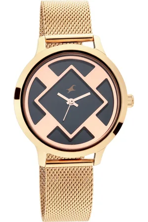 Fastrack Fit Outs Quartz Analog Black Dial Metal Strap Watch for Girls