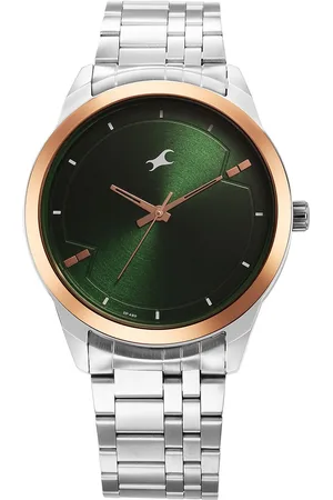 Fastrack Stunners Quartz Analog Green Dial Metal Strap Watch for Guys