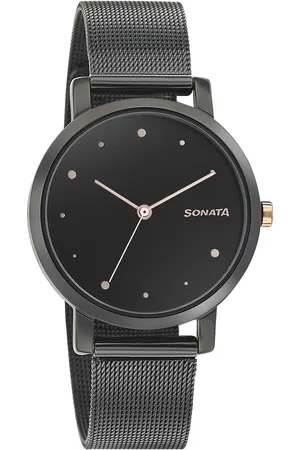 Sonata Onyx Black Dial Women Watch With Stainless Steel Strap