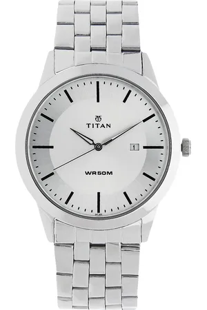 Titan Quartz Analog with Date White Dial Stainless Steel Strap Watch for Men