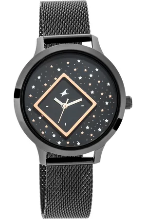 Fastrack Fit Outs Quartz Analog Black Dial Metal Strap Watch for Girls