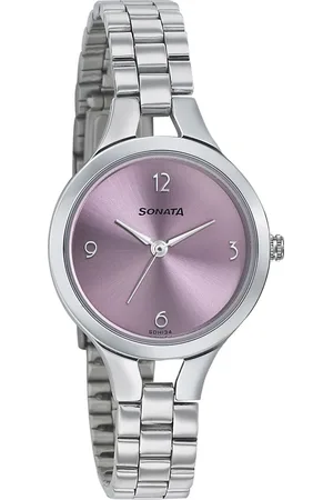 Sonata Steel Daisies Pink Dial Women Watch With Stainless Steel Strap