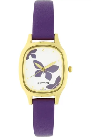 Sonata Quartz Analog White Dial Leather Strap Watch for Women