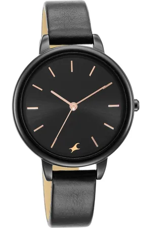 Fastrack Glitch Quartz Analog Black Dial Leather Strap Watch for Girls