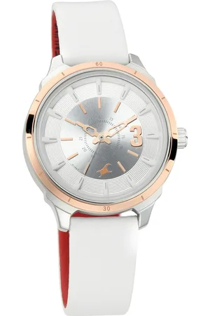 Fastrack All Nighters Quartz Analog White Dial Leather Strap Watch for Girls