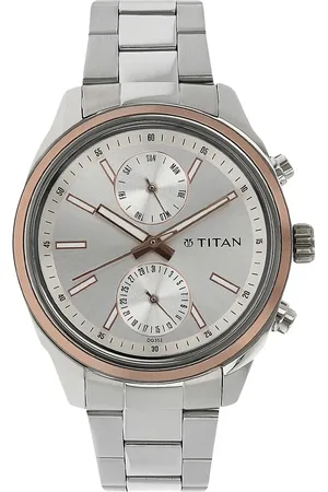 Titan Workwear Quartz Multifunction Silver Dial Stainless Steel Strap Watch for Men