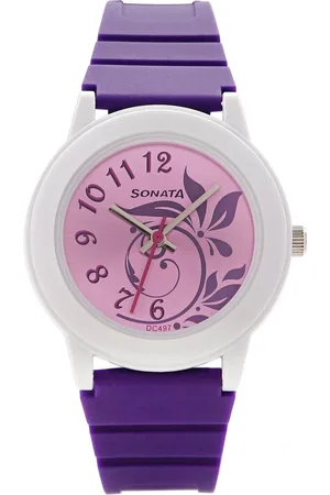 SF Quartz Analog Pink Dial Plastic Strap Watch for Women