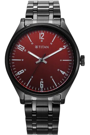 Titan Wrist Wit Quartz Analog Brown Dial Stainless Steel Strap Watch for Men