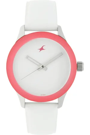 Fastrack Quartz Analog White Dial Leather Strap Watch for Girls