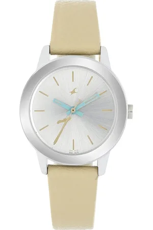 Fastrack Tropical Waters Quartz Analog Silver Dial Leather Strap Watch for Girls