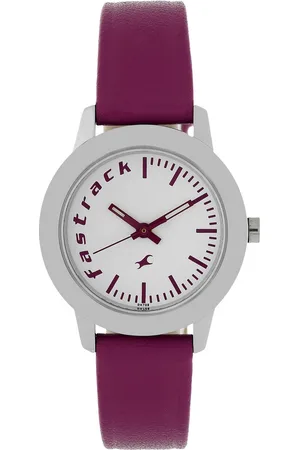 Fastrack Quartz Analog White Dial Leather Strap Watch for Girls