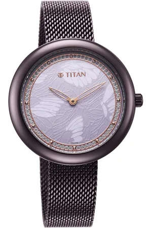 Titan Glitz Purple Dial Stainless Steel Strap Watch for Women