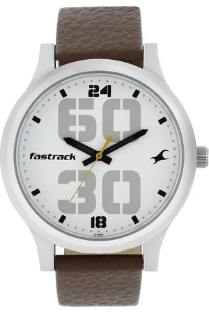 Fastrack Bold Quartz Analog White Dial Leather Strap Watch for Guys