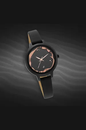 Fastrack Uptown Retreat Quartz Analog Black Dial Leather Strap Watch for Girls