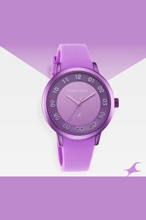 Fastrack Pop Colours Purple Dial Silicone Strap Watch for Girls