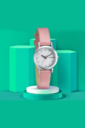 Sonata Splash White Dial Women Watch With Leather Strap