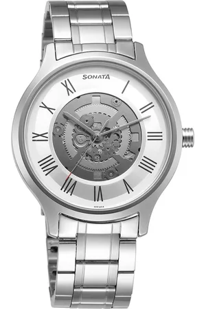Sonata Unveil Quartz Analog Silver Dial Stainless Steel Strap Watch for Men
