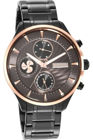 Titan Maritime Anthracite Dial Quartz Multifunction Stainless Steel Strap watch for Men
