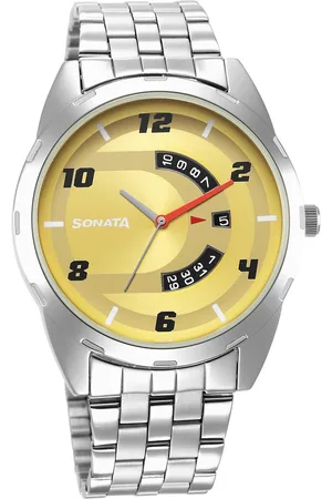 Sonata RPM Champagne Dial Stainless Steel Strap Watch for Men