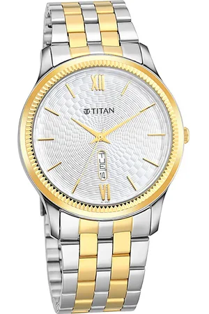 Titan Metal White Dial Analog with Day and Date Metal Strap watch for Men