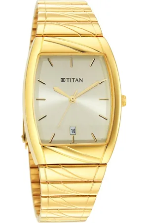 Titan Karishma Quartz Analog with Date Champagne Dial Stainless Steel Strap Watch for Men