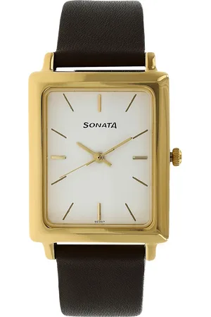 Sonata Quartz Analog White Dial Leather Strap Watch for Men