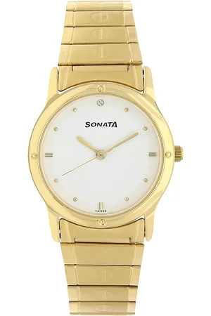 Sonata Quartz Analog White Dial Stainless Steel Strap Watch for Men