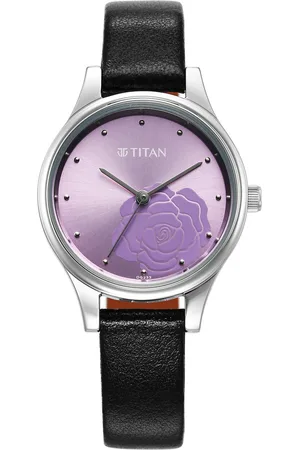 Titan Karishma Quartz Analog Purple Leather Strap for Women