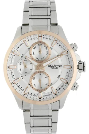 Titan Octane White Dial Quartz Multifunction Stainless Steel Strap watch for Men