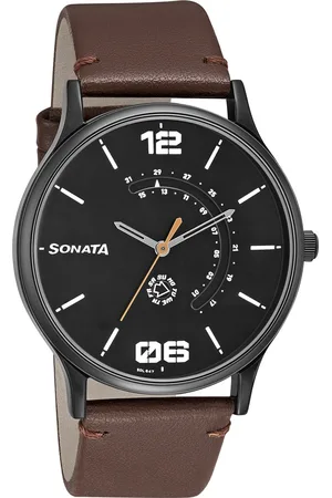 Sonata RPM Quartz Analog with Day and Date Brown Dial Leather Strap Watch for Men