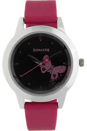Sonata Quartz Analog Black Dial Plastic Strap Watch for Women